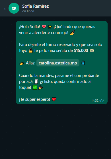 El WhatsApp que recibe tu clienta